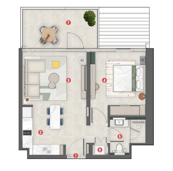  Rove Home Meydan Horizon floor plan 2 - luxury apartment layout images and PDF download 
