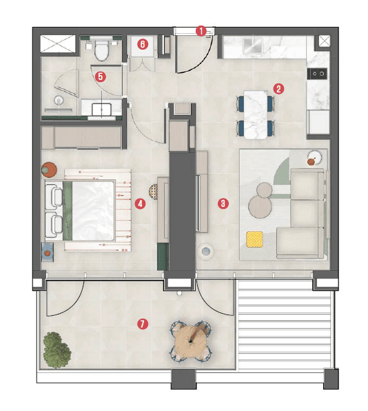  Rove Home Meydan Horizon floor plan 5 - luxury apartment layout images and PDF download 