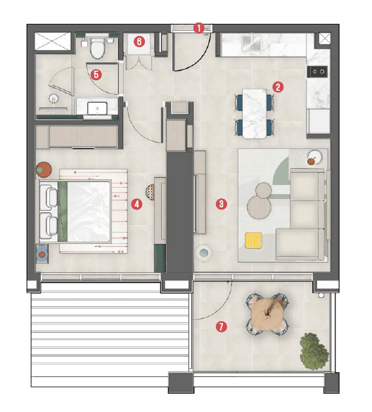  Rove Home Meydan Horizon floor plan 6 - luxury apartment layout images and PDF download 