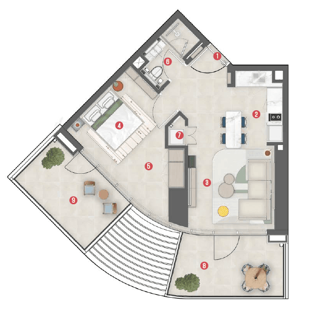  Rove Home Meydan Horizon floor plan 8 - luxury apartment layout images and PDF download 