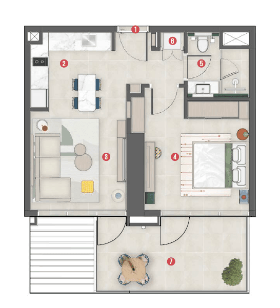  Rove Home Meydan Horizon floor plan 9 - luxury apartment layout images and PDF download 