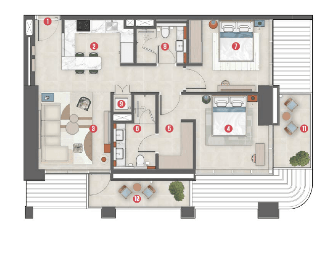  Rove Home Meydan Horizon floor plan 16 - luxury apartment layout images and PDF download 