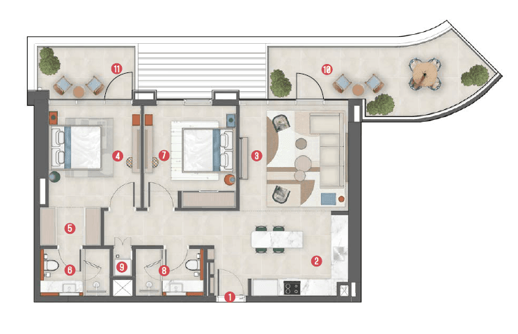  Rove Home Meydan Horizon floor plan 17 - luxury apartment layout images and PDF download 